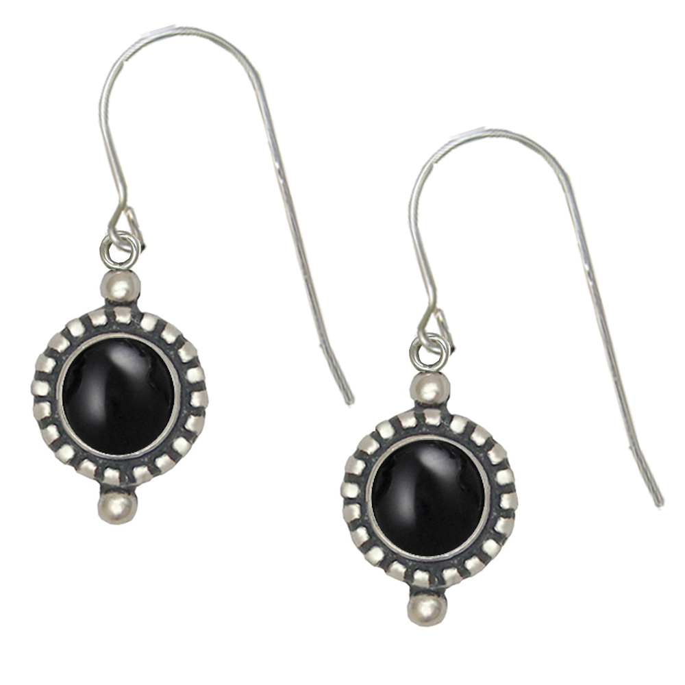 Sterling Silver Petite Black Onyx Gemstone Drop Dangle Earrings